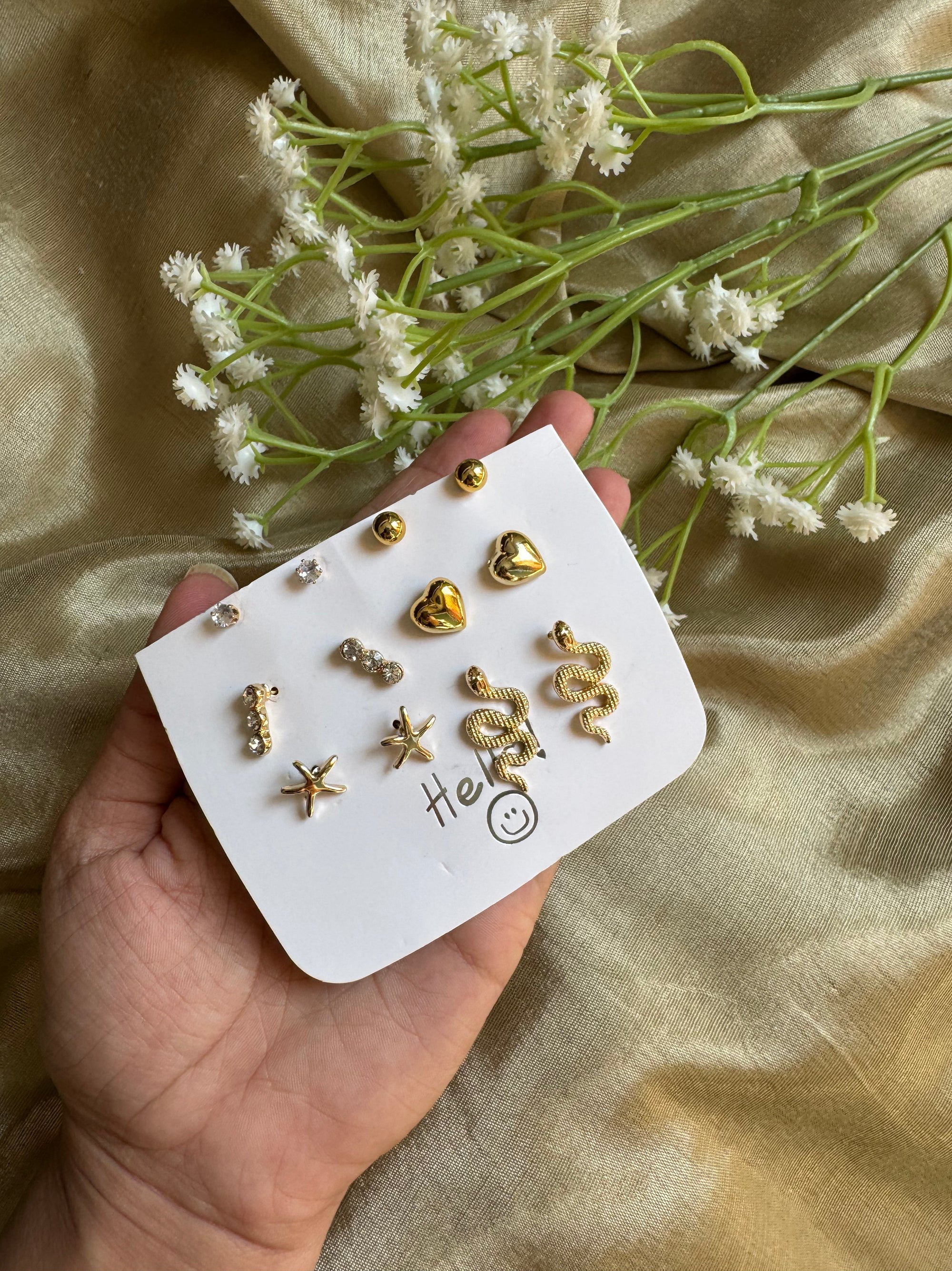 Golden Charm Earring Set